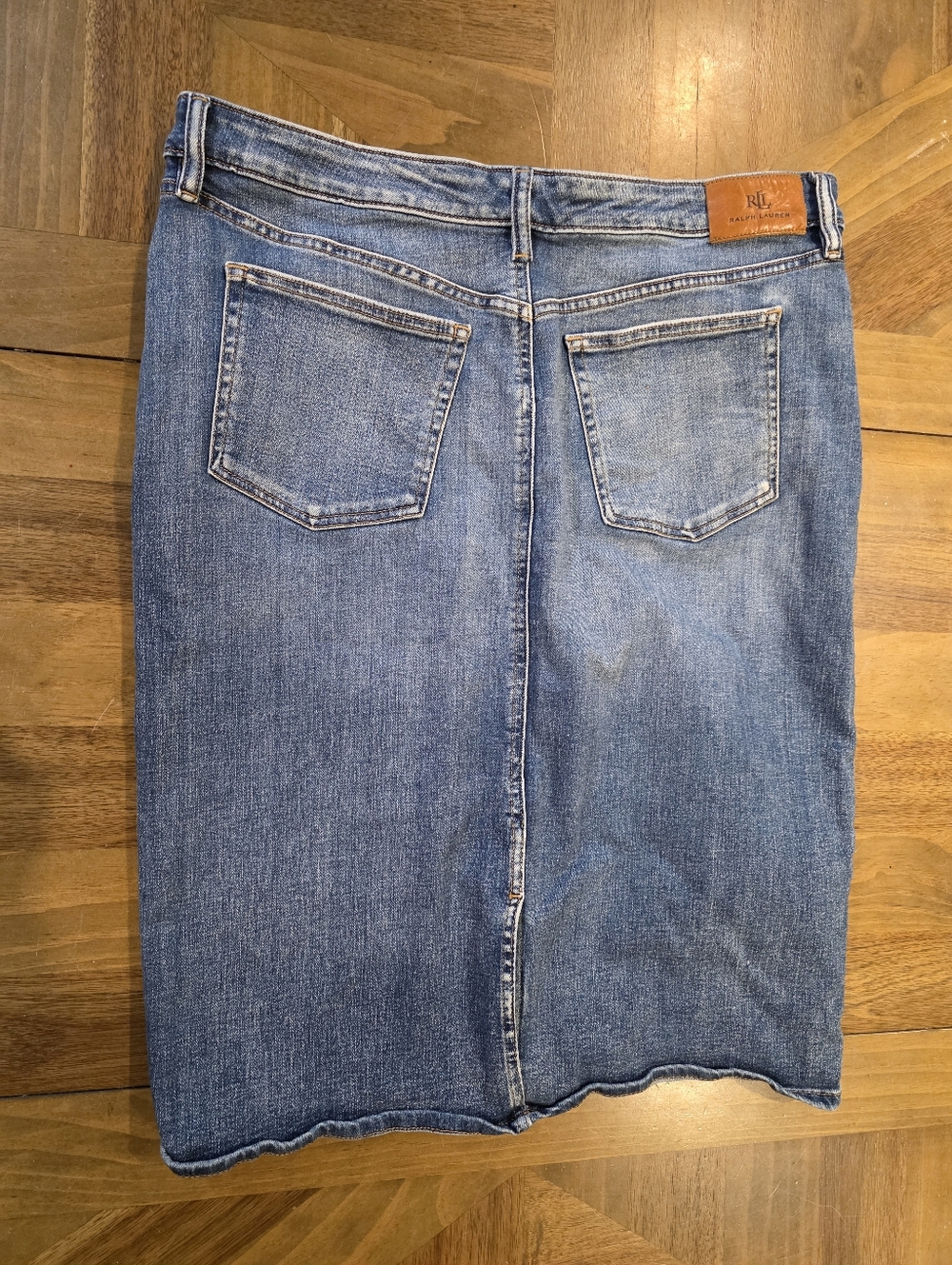 Lauren Ralph Lauren Knee Length Denim Straight Skirt Sz 14 Casual Work - Picture 4 of 10